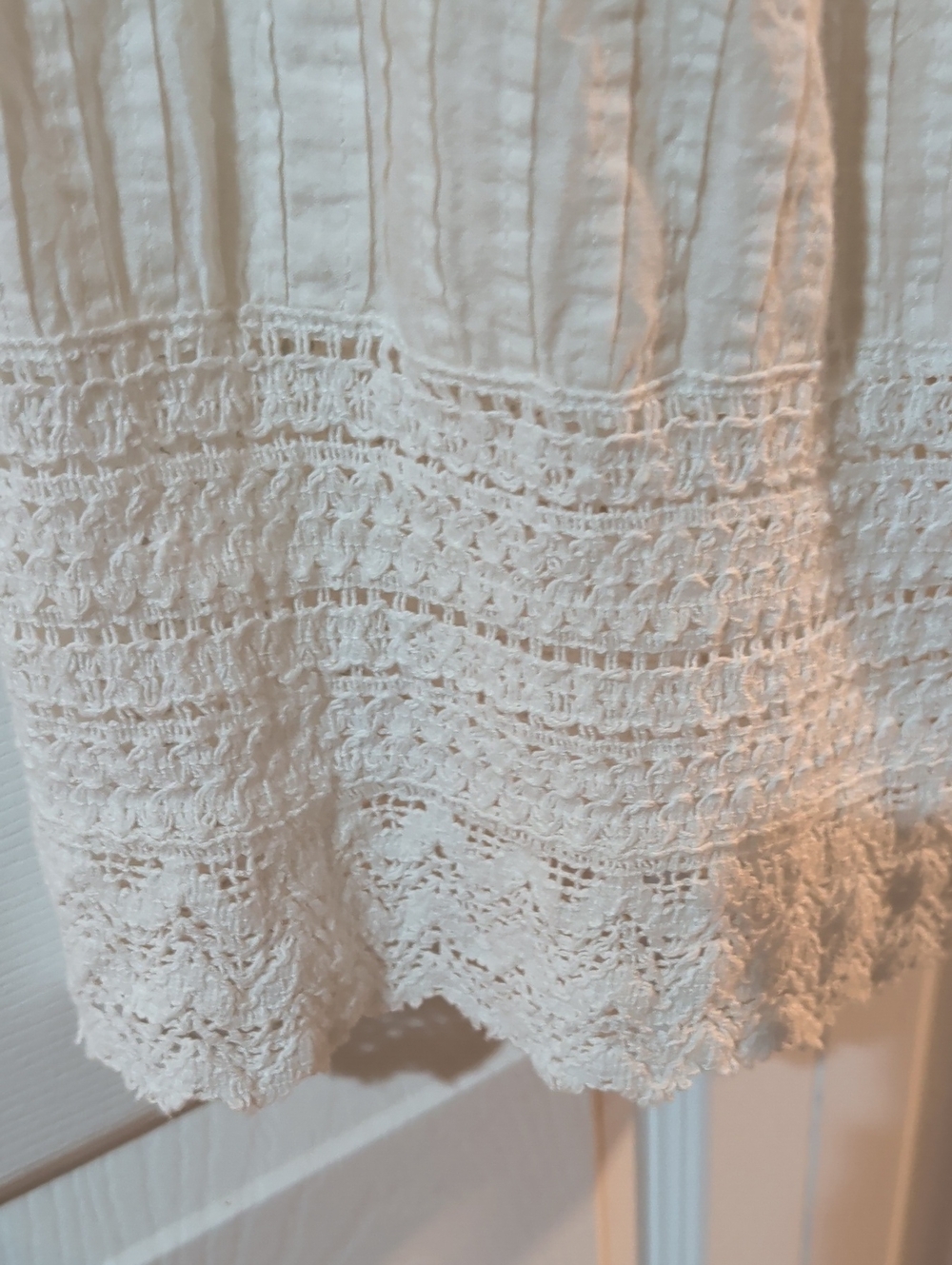 White Eyelet Maxi Skirt with Tiered Panels - Picture 3 of 4